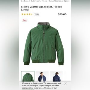 L.L. Bean Winter Fleece Lined Bomber Jacket